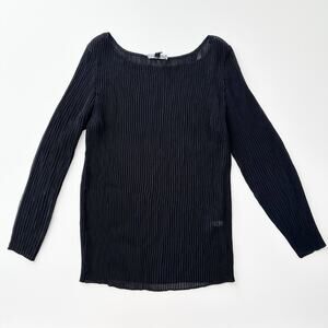 Eileen Fisher Boatneck Pleated Top Black